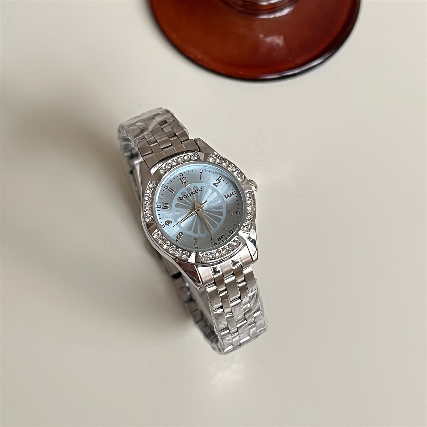 Celeste Silver Crystal Watch – Timeless Elegance for Women