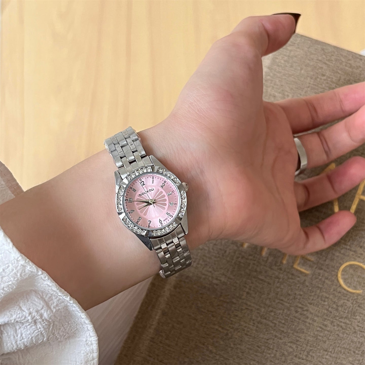 Celeste Silver Crystal Watch – Timeless Elegance for Women